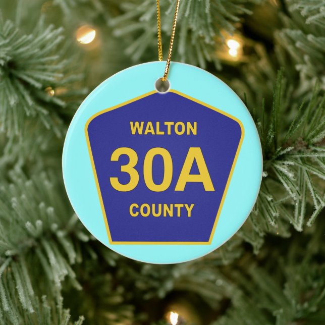 Highway 30A Walton County Florida sign Ceramic Tree Decoration (Tree)