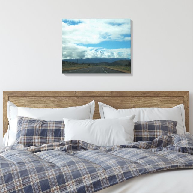 Highway 97 Meets Mount Shasta Canvas Print (Insitu(Bedroom))