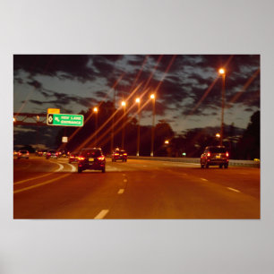 Highway at Night Poster
