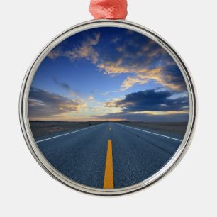 Highway at Sunrise Day Metal Tree Decoration