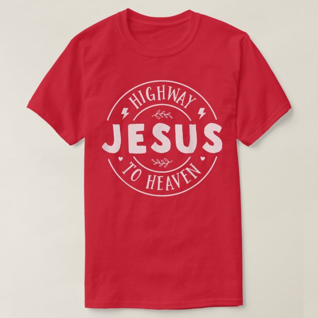 Highway Jesus To Heaven Bible Verse, Christian Cat T-Shirt (Design Front)