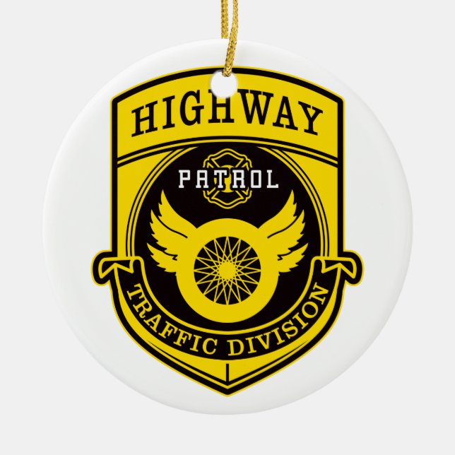 Highway Patrol Ceramic Tree Decoration (Front)