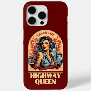 Highway Queen Vintage Illustration - Trucking Girl iPhone 15 Pro Max Case