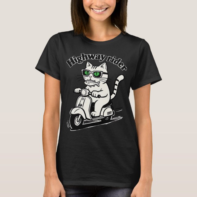 Highway Rider Cat T-Shirt (Front)