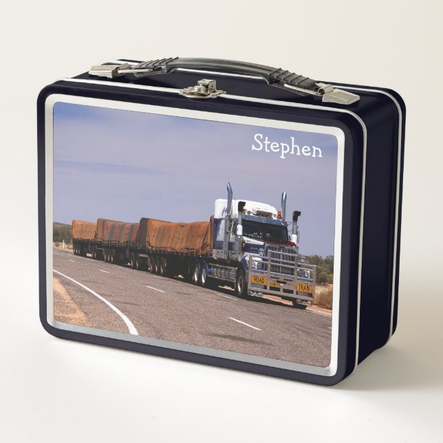 Highway Road Train Semi Truck Metal Lunch Box (Front)