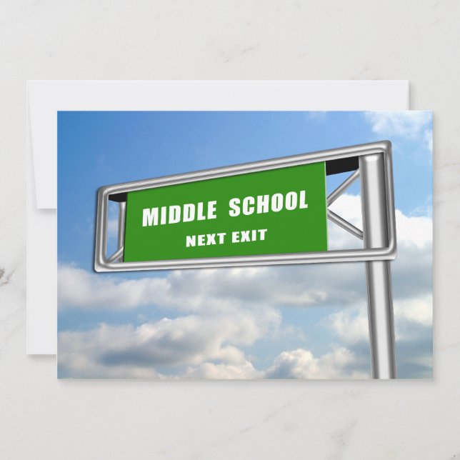 Highway Sign Graduation Middle School Next Invitation (Front)