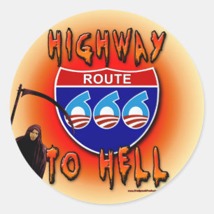Highway To Hell Route 666 - Round Classic Round Sticker