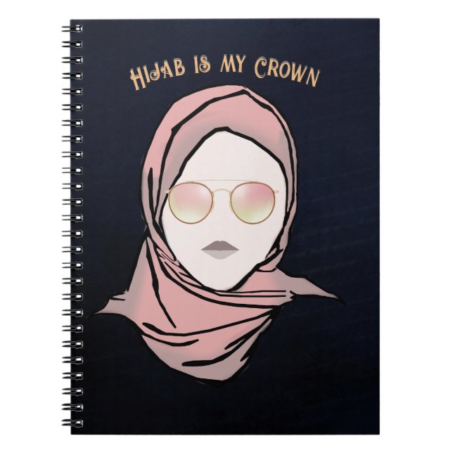 Hijab is My Crown Illustration | Navy background Notebook (Front)