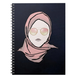 Hijab Pride   Navy background Hijabi Illustration Notebook