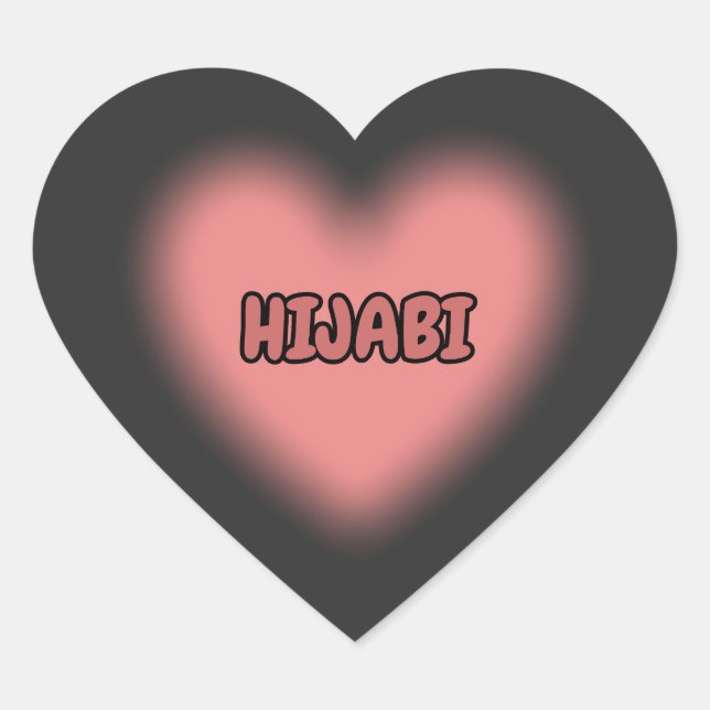 HIJABI Cute Pink Heart Hijab Design Sticker (Front)