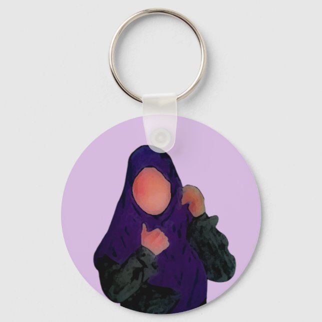 Hijabi - Muslimah - Hijab Hand drawn - Hijab Girl Key Ring (Front)