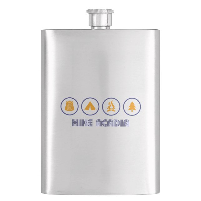 Hike Acadia Maine Hip Flask (Front)