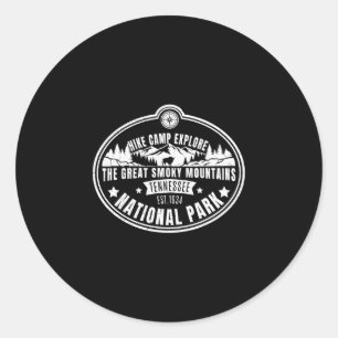 Hike camp explore the great smoky mountains classic round sticker