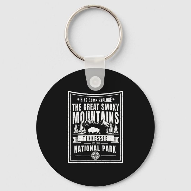 Hike camp explore the great smoky mountains est key ring (Front)