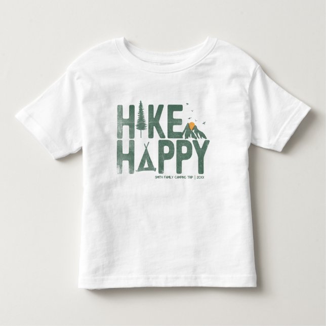 Hike Happy Camper Hiker Hiking Family Personalised Toddler T-Shirt (Front)