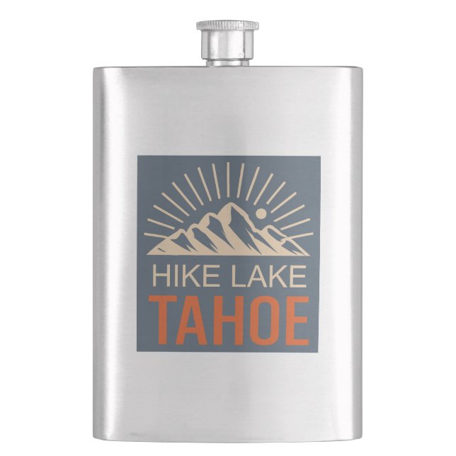 Hike Lake Tahoe Sunburst Hip Flask (Front)