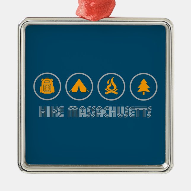 Hike Massachusetts Metal Tree Decoration (Front)