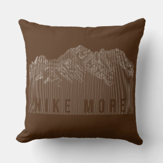 Hike More Mountains White Cushion