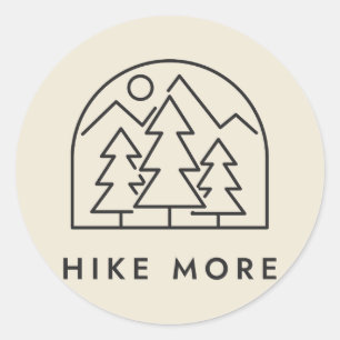 Hike More Pine Trees and Mountains Drawing Classic Round Sticker