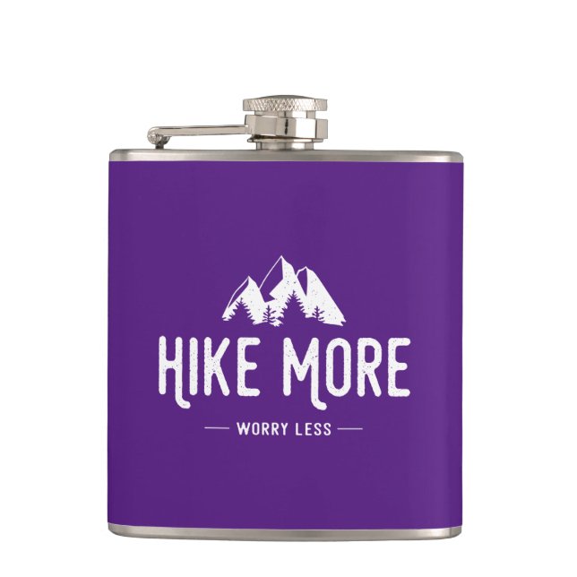 Hike More Worry Less Hip Flask (Front)