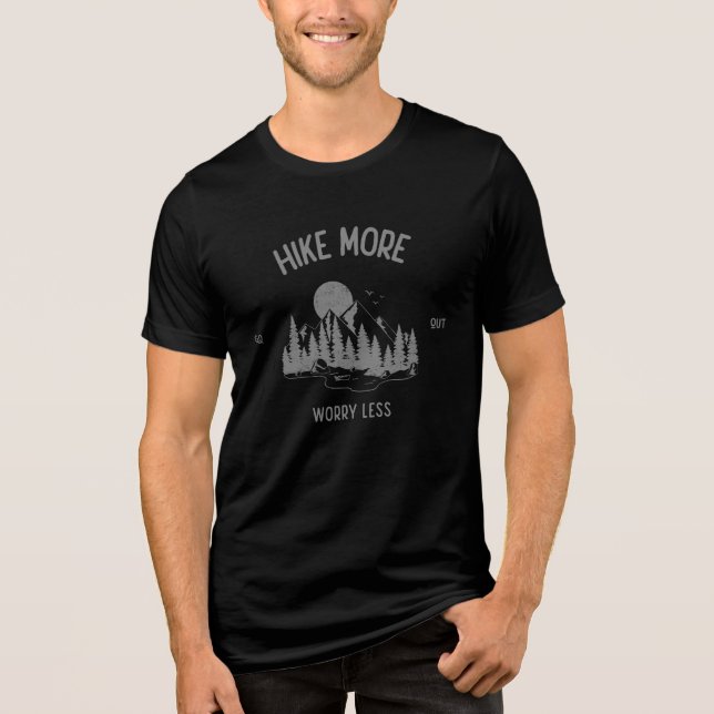 Hike More Worry Less, Mountain Forest  Tri-Blend Shirt (Front)
