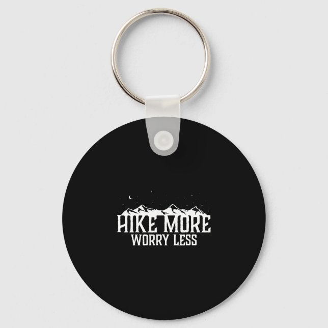 Hike more worry less quote mountain hiking trail key ring (Front)