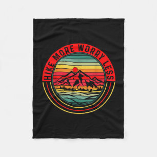 Hike more worry less retro vintage sunset fleece blanket