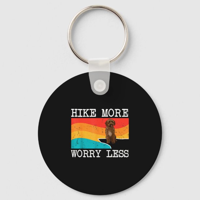 Hike more worry less spanish water dog graphic key ring (Front)