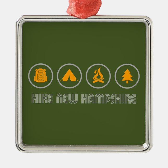 Hike New Hampshire Metal Tree Decoration (Front)