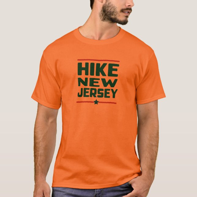Hike New Jersey (Star) - Blaze Orange T-Shirt (Front)