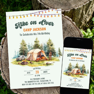 Hike on Over Camping 7th Birthday Party  Invitation