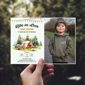 Hike on Over Camping 7th Birthday Photo  Invitation