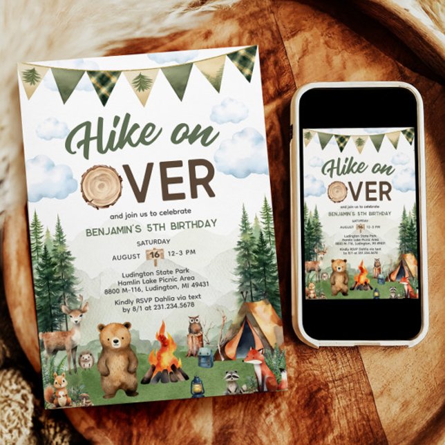 Hike on Over Camping Birthday Invitation (Hike on Over Camping Birthday Invitation)