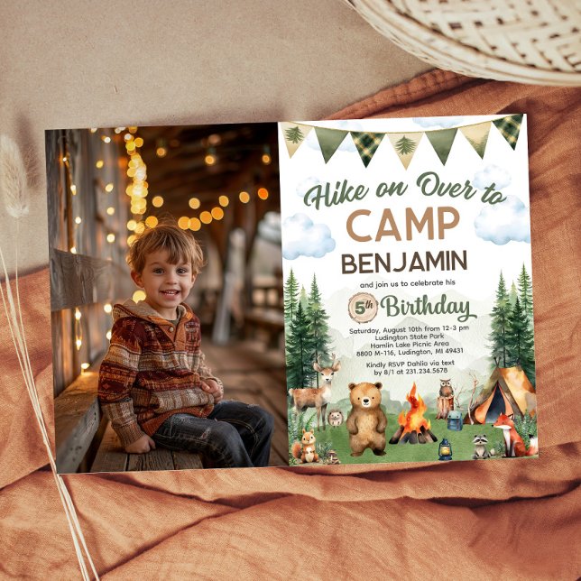 Hike on Over Camping Birthday Photo Invitation (Hike on Over Camping Birthday Photo Invitation
)