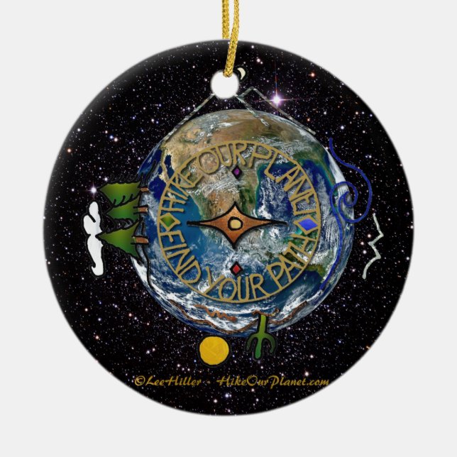 Hike Our Planet Hiker's Soul Compass Space Ceramic Tree Decoration (Front)