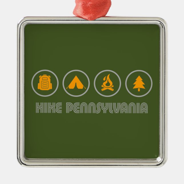 Hike Pennsylvania Metal Tree Decoration (Front)