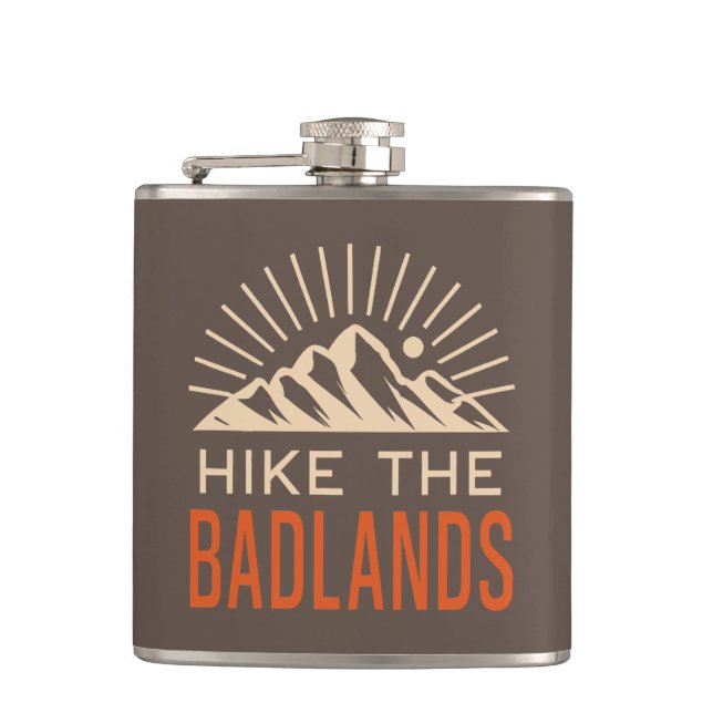 Hike The Badlands Sunburst Hip Flask (Front)