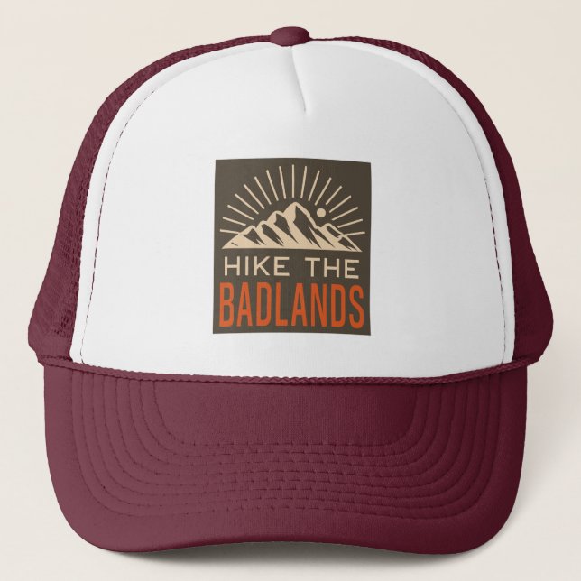 Hike The Badlands Sunburst Trucker Hat (Front)