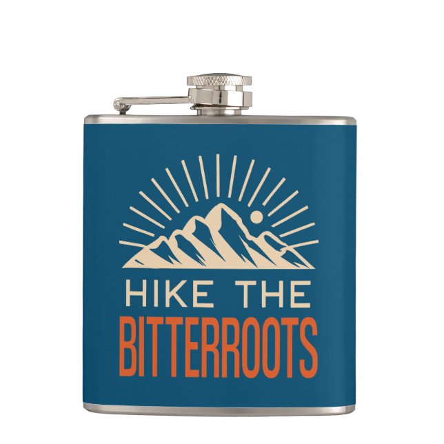 Hike The Bitterroots Idaho Montana Sunburst Hip Flask (Front)