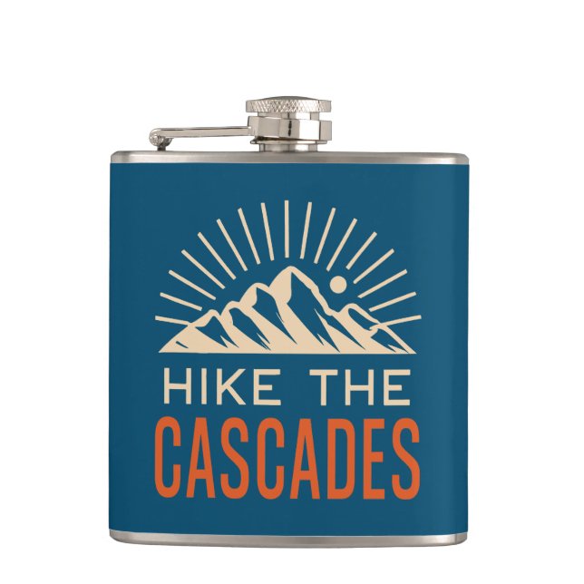 Hike The Cascades Sunburst Hip Flask (Front)
