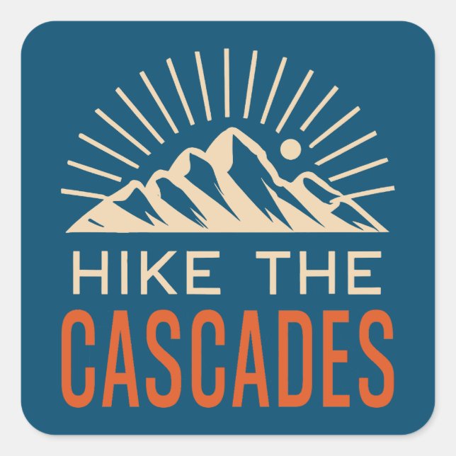 Hike The Cascades Sunburst Square Sticker (Front)
