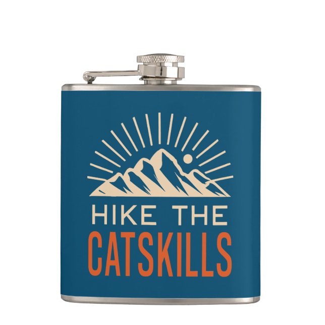 Hike The Catskills New York Sunburst Hip Flask (Front)