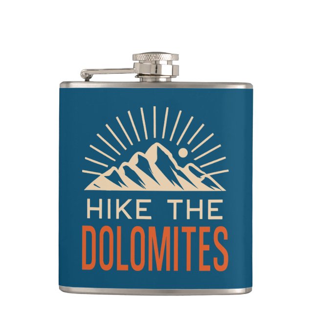 Hike The Dolomites Italy Sunburst Hip Flask (Front)
