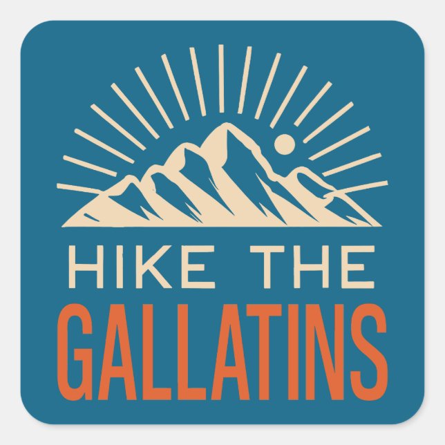 Hike The Gallatin Mountains Sunburst Square Sticker (Front)