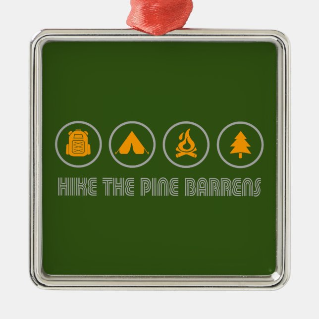 Hike The Pine Barrens New Jersey Metal Tree Decoration (Front)