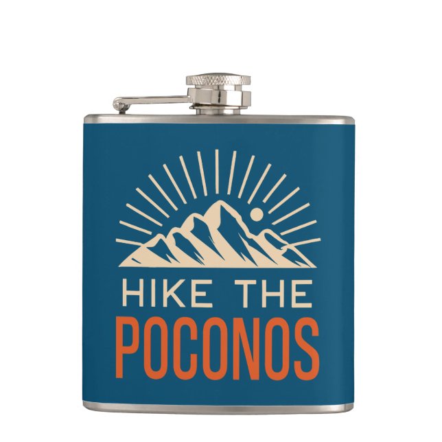 Hike The Poconos Sunburst Hip Flask (Front)