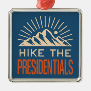 Hike The Presidential Range New Hampshire Sunburst Metal Tree Decoration