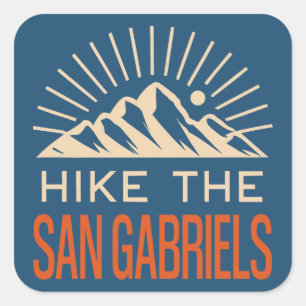 Hike The San Gabriel Mountains California Sunburst Square Sticker
