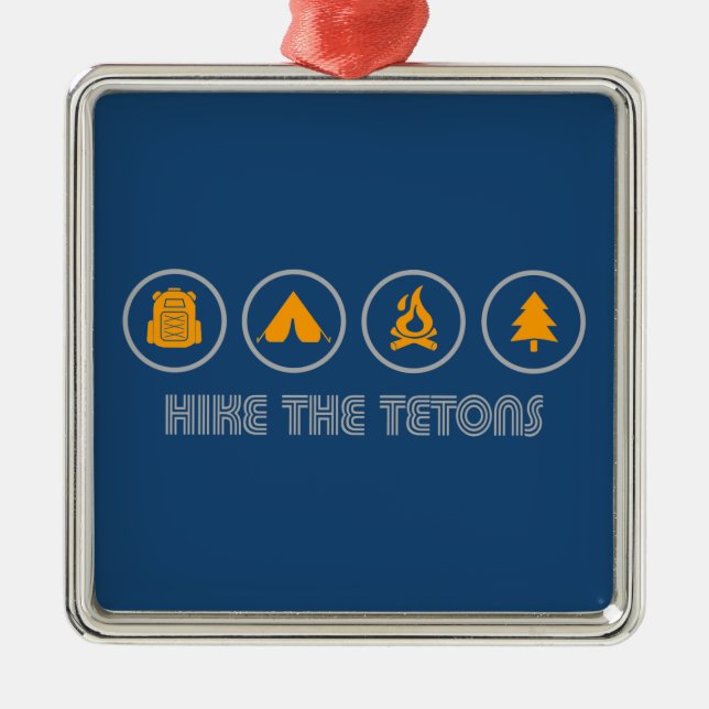 Hike The Tetons Metal Tree Decoration (Front)