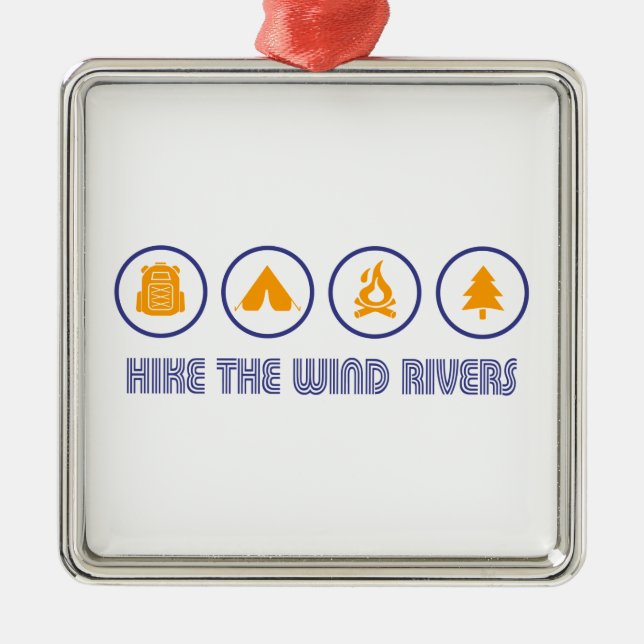 Hike The Wind River Mountain Range Metal Tree Decoration (Front)